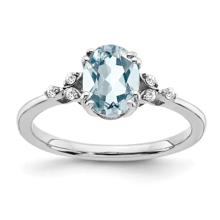 Rings Goldia Sterling Silver Aquamarine and Diamond Ring