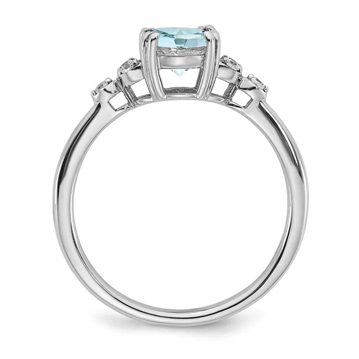 Rings Goldia Sterling Silver Aquamarine and Diamond Ring