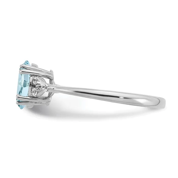 Rings Goldia Sterling Silver Aquamarine and Diamond Ring