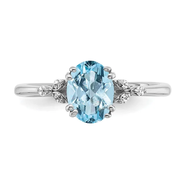 Rings Goldia Sterling Silver Aquamarine and Diamond Ring