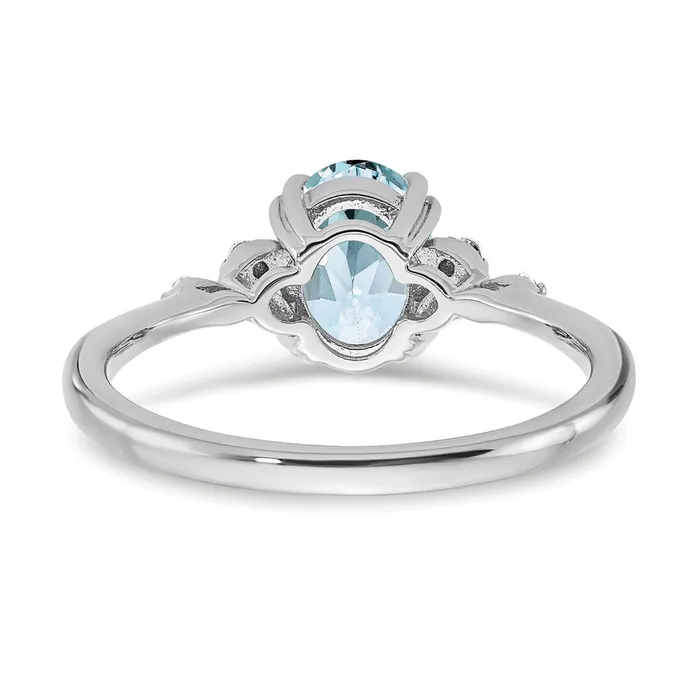 Rings Goldia Sterling Silver Aquamarine and Diamond Ring