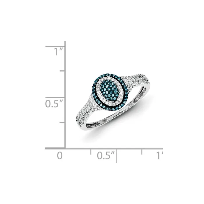 Rings Goldia Sterling Silver Blue and White Diamond Oval Ring