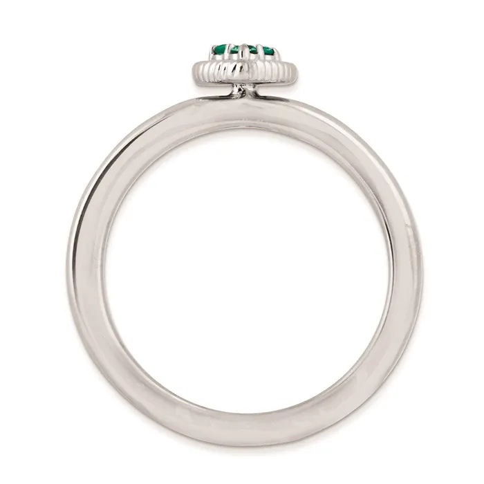 Rings Goldia Sterling Silver Stackable Expressions Heart wCreated Emerald Ring