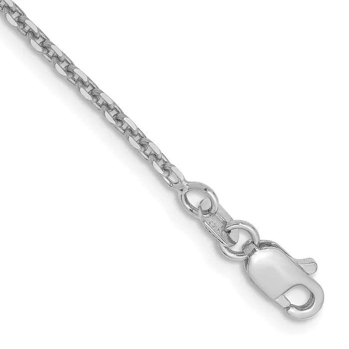 Rings MDS 14K White Gold 10 inch 165mm Diamondcut Cable with Lobster Clasp Anklet