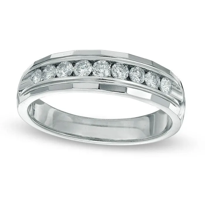 Rings Mens 050 CT TW Natural Diamond Wedding Band in Solid 14K White Gold Goldia Rings Mens 050 CT TW Natural Diamond Wedding Band in Solid 14K White Gold Goldia