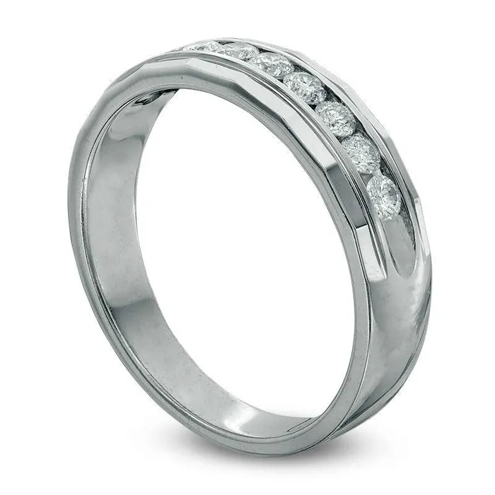 Rings Mens 050 CT TW Natural Diamond Wedding Band in Solid 14K White Gold Goldia Rings Mens 050 CT TW Natural Diamond Wedding Band in Solid 14K White Gold Goldia