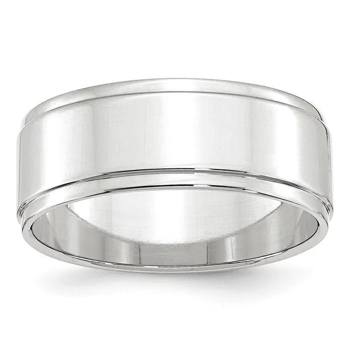 Rings Solid 10K White Gold 8mm Flat with Step Edge MensWomens Wedding Band Ring Size 13 Goldia Rings Solid 10K White Gold 8mm Flat with Step Edge MensWomens Wedding Band Ring Size 13 Goldia