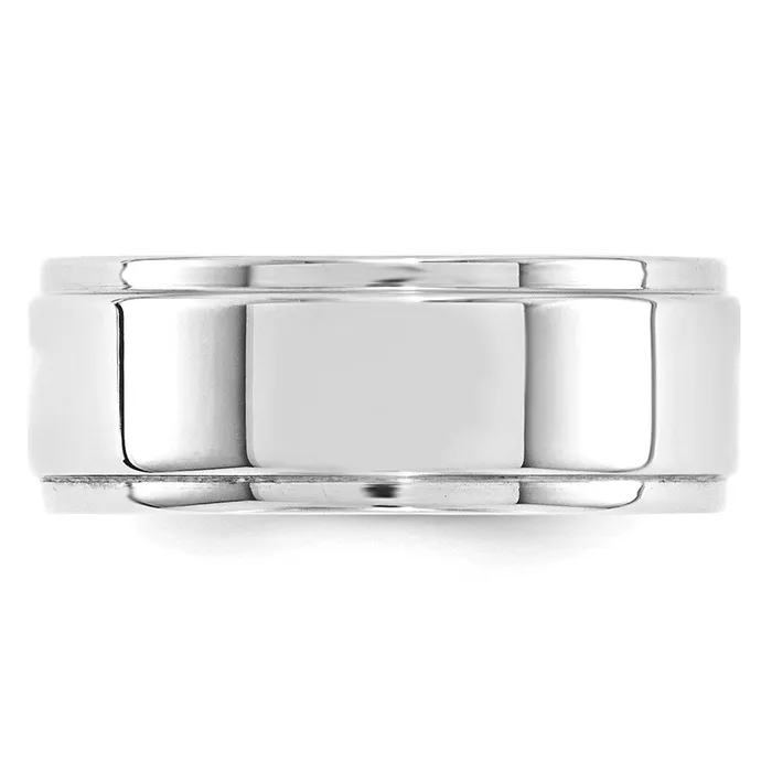 Rings Solid 10K White Gold 8mm Flat with Step Edge MensWomens Wedding Band Ring Size 13 Goldia Rings Solid 10K White Gold 8mm Flat with Step Edge MensWomens Wedding Band Ring Size 13 Goldia