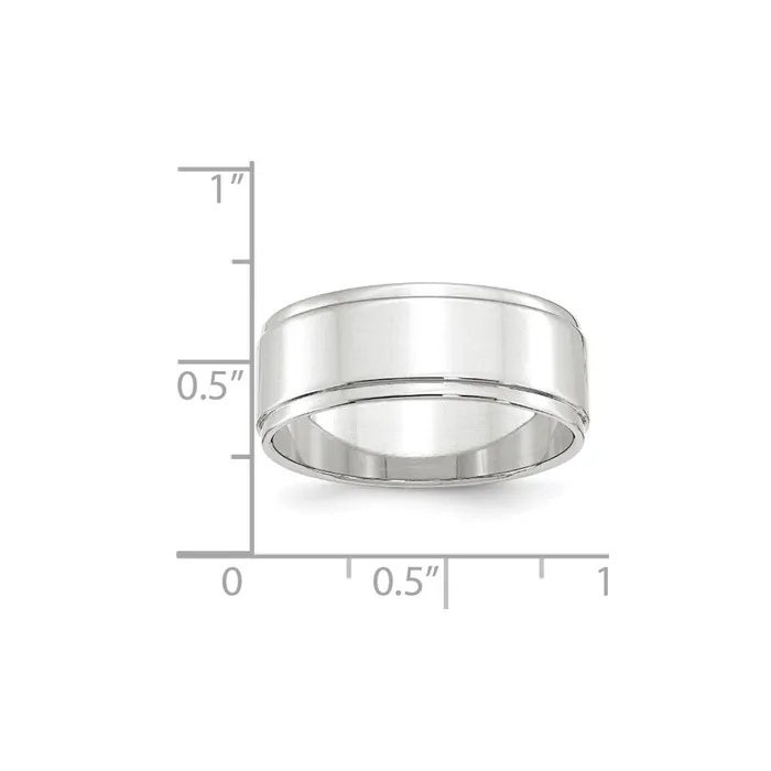 Rings Solid 10K White Gold 8mm Flat with Step Edge MensWomens Wedding Band Ring Size 13 Goldia Rings Solid 10K White Gold 8mm Flat with Step Edge MensWomens Wedding Band Ring Size 13 Goldia