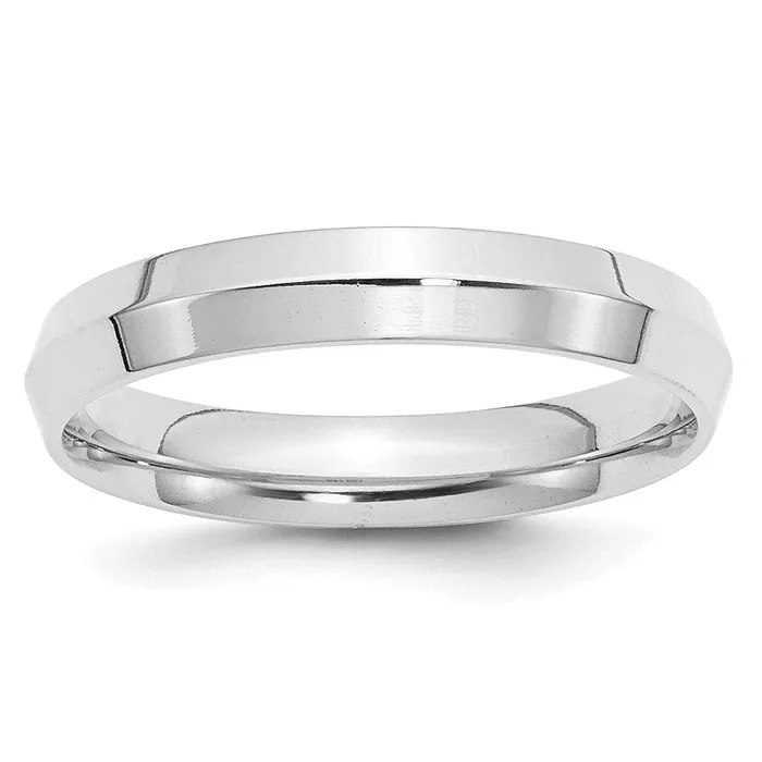 Rings Solid 14K White Gold 4mm Knife Edge Comfort Fit MensWomens Wedding Band Ring Size 6 Goldia