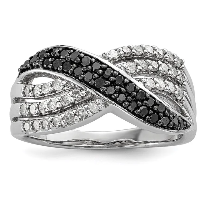 Rings Sterling Silver Black u0026 White Diamond Ring Goldia