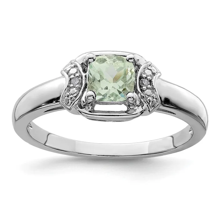 Rings Sterling Silver Rhodium Diamond u0026 Green Quartz Ring Goldia