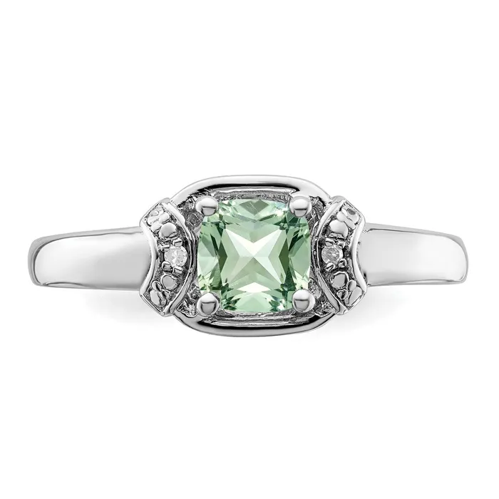 Rings Sterling Silver Rhodium Diamond u0026 Green Quartz Ring Goldia
