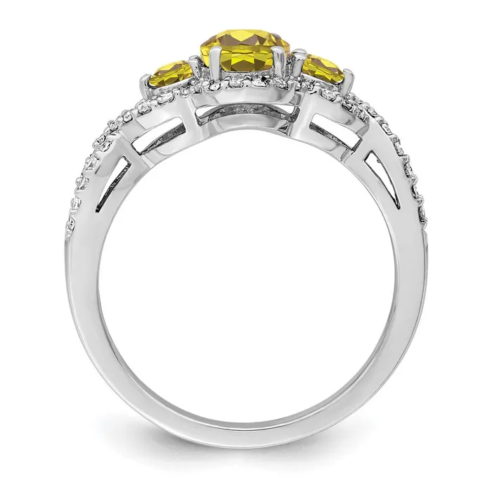 Rings Sterling Silver Rhodium Diamond u0026 Lemon Quartz Ring Goldia