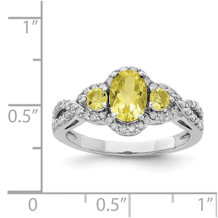Rings Sterling Silver Rhodium Diamond u0026 Lemon Quartz Ring Goldia