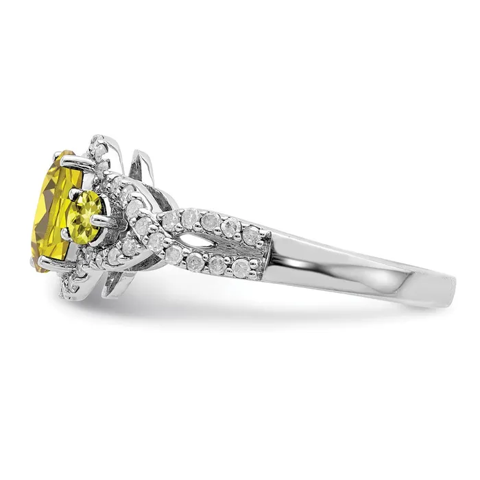 Rings Sterling Silver Rhodium Diamond u0026 Lemon Quartz Ring Goldia