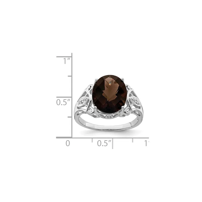 Rings Sterling Silver Rhodium Oval CheckerCut Smoky Quartz u0026 Natural Diamond Gemstone Birthstone Ring Fine Jewelry Gift for Her Goldia Rings Sterling Silver Rhodium Oval CheckerCut Smoky Quartz u0026 Natural Diamond Gemstone Birthstone Ring Fine Jewelry Gift for Her Goldia