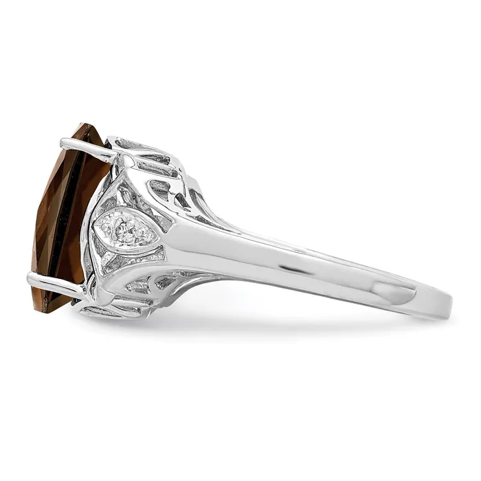 Rings Sterling Silver Rhodium Oval CheckerCut Smoky Quartz u0026 Natural Diamond Gemstone Birthstone Ring Fine Jewelry Gift for Her Goldia Rings Sterling Silver Rhodium Oval CheckerCut Smoky Quartz u0026 Natural Diamond Gemstone Birthstone Ring Fine Jewelry Gift for Her Goldia