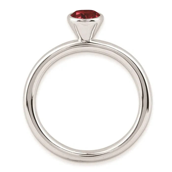 Rings Sterling Silver Stackable Expressions High 5mm Round Rhod Garnet Ring Goldia