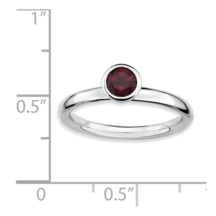 Rings Sterling Silver Stackable Expressions High 5mm Round Rhod Garnet Ring Goldia