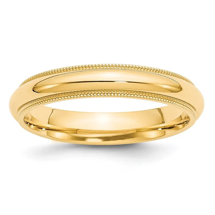 Solid 10K Yellow Gold 4mm Milgrain Comfort Wedding MensWomens Wedding Band Ring Size 11 Goldia Rings