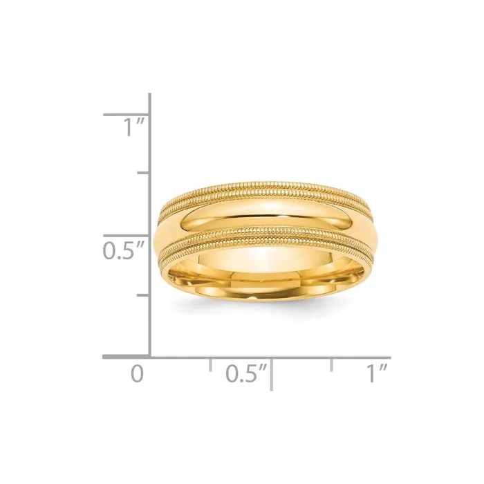 Solid 10K Yellow Gold 7mm Double Milgrain Comfort Fit MensWomens Wedding Band Ring Size 85 Goldia Rings