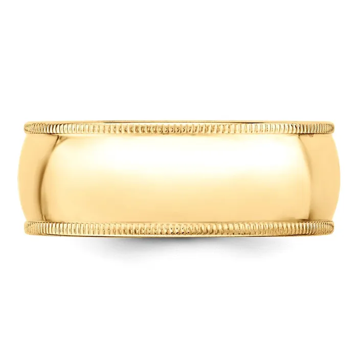 Solid 10K Yellow Gold 8mm Milgrain Half Round MensWomens Wedding Band Ring Size 9 Goldia Rings Solid 10K Yellow Gold 8mm Milgrain Half Round MensWomens Wedding Band Ring Size 9 Goldia Rings