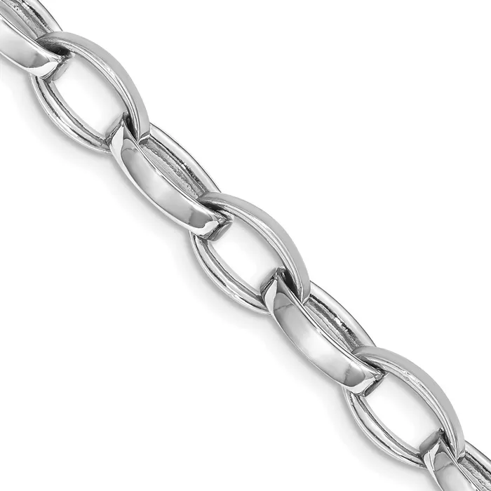 Solid 14K White Gold 24 inch 66mm Hand Polished and Satin Fancy Link with Fancy Lobster Clasp Chain Necklace MDS Necklaces Solid 14K White Gold 24 inch 66mm Hand Polished and Satin Fancy Link with Fancy Lobster Clasp Chain Necklace MDS Necklaces
