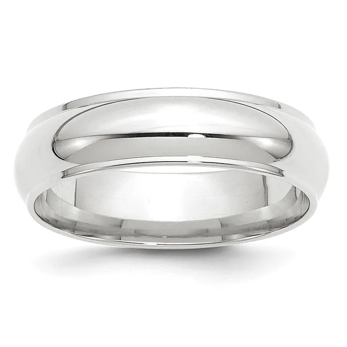 Solid 14K White Gold 6mm Half Round with Edge MensWomens Wedding Band Ring Size 5 Goldia Rings Solid 14K White Gold 6mm Half Round with Edge MensWomens Wedding Band Ring Size 5 Goldia Rings