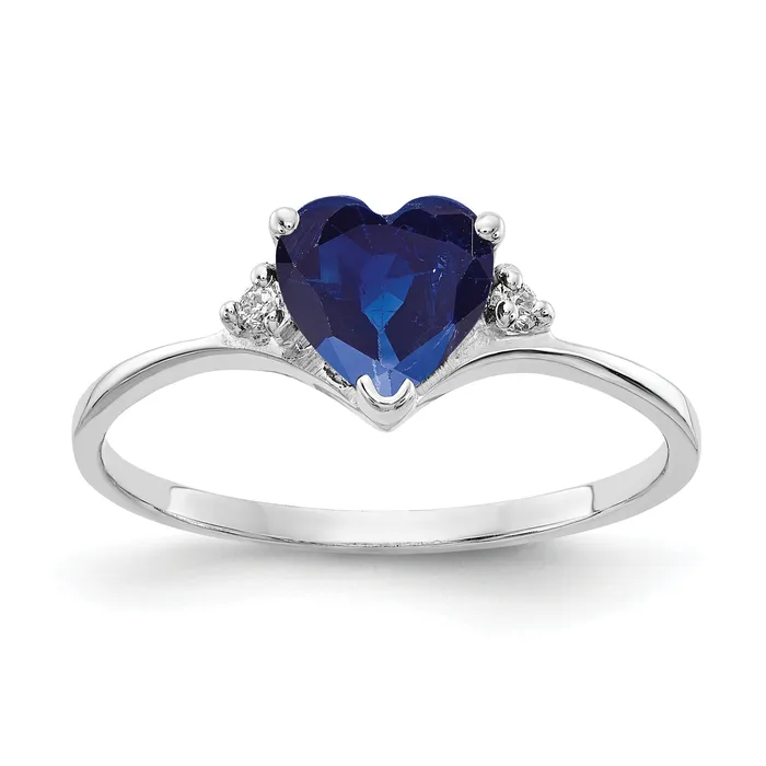 Solid 14k White Gold 6mm Heart Simulated Sapphire A CZ Ring Goldia Rings Solid 14k White Gold 6mm Heart Simulated Sapphire A CZ Ring Goldia Rings