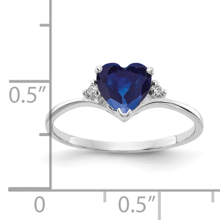 Solid 14k White Gold 6mm Heart Simulated Sapphire A CZ Ring Goldia Rings
