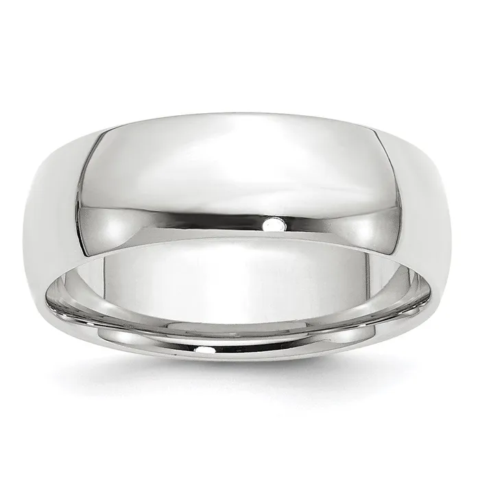Solid 14K White Gold 7mm Light Weight Comfort Fit MensWomens Wedding Band Ring Size 5 Goldia Rings