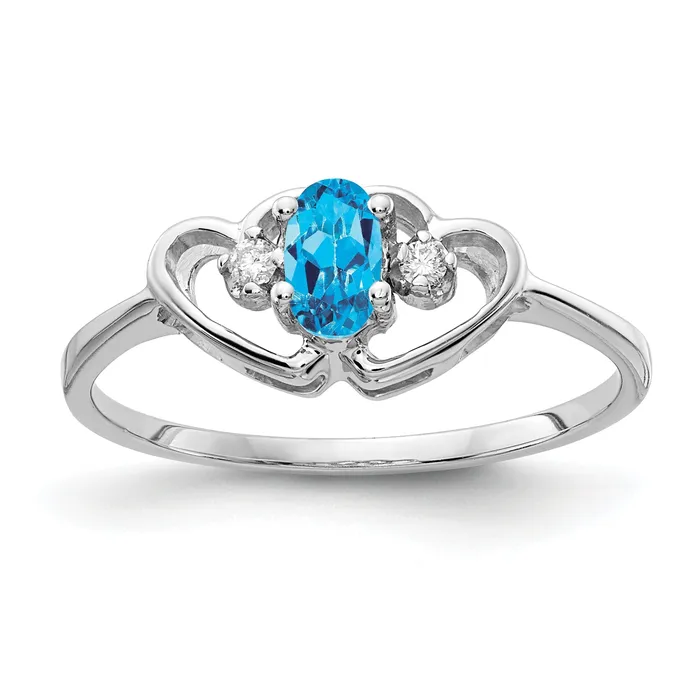Solid 14k White Gold Simulated Blue Topaz u0026 AA CZ Ring Goldia Rings