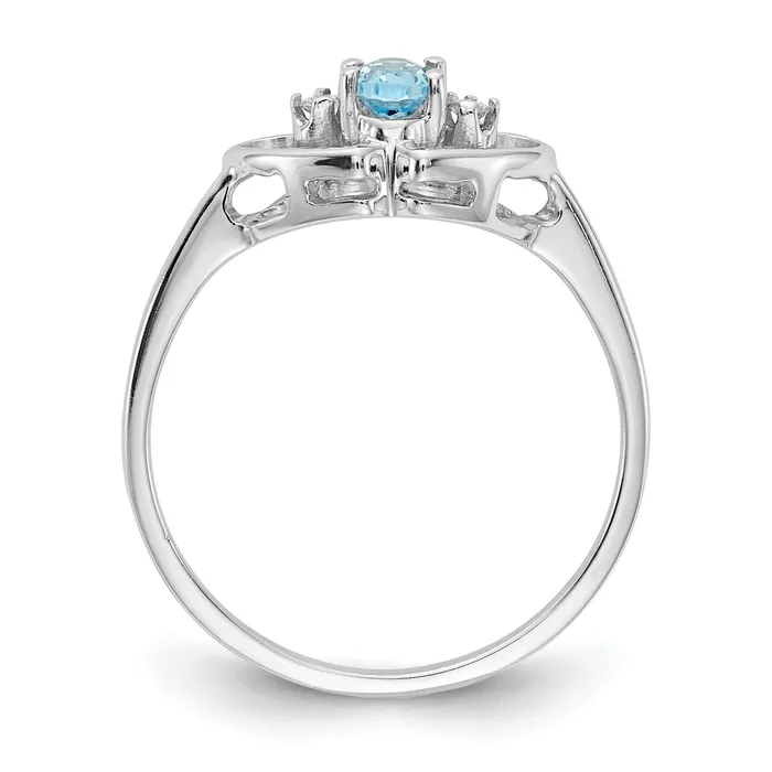 Solid 14k White Gold Simulated Blue Topaz u0026 AA CZ Ring Goldia Rings