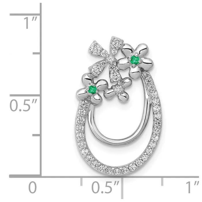 Solid 14k White Gold Simulated CZ and Emerald Flower Chain Slide Goldia Earrings Solid 14k White Gold Simulated CZ and Emerald Flower Chain Slide Goldia Earrings