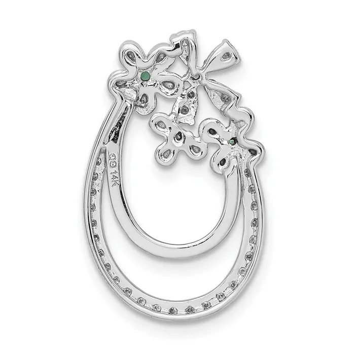Solid 14k White Gold Simulated CZ and Emerald Flower Chain Slide Goldia Earrings Solid 14k White Gold Simulated CZ and Emerald Flower Chain Slide Goldia Earrings