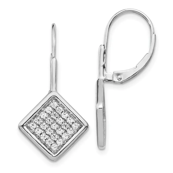 Solid 14k White Gold Simulated CZ Fancy Square LeverbacK Earrings Goldia Earrings Solid 14k White Gold Simulated CZ Fancy Square LeverbacK Earrings Goldia Earrings