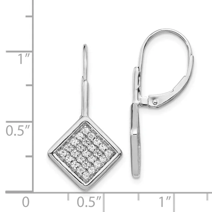 Solid 14k White Gold Simulated CZ Fancy Square LeverbacK Earrings Goldia Earrings Solid 14k White Gold Simulated CZ Fancy Square LeverbacK Earrings Goldia Earrings