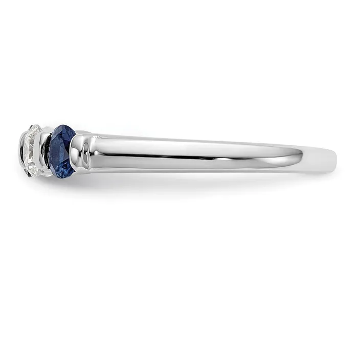 Solid 14k White Gold Simulated CZ wSimulated Sapphire Band Goldia Rings