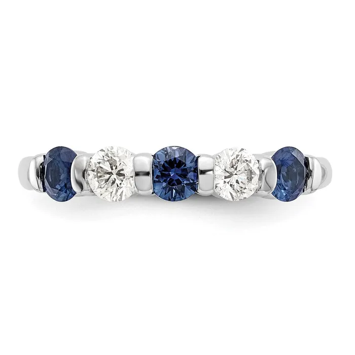Solid 14k White Gold Simulated CZ wSimulated Sapphire Band Goldia Rings