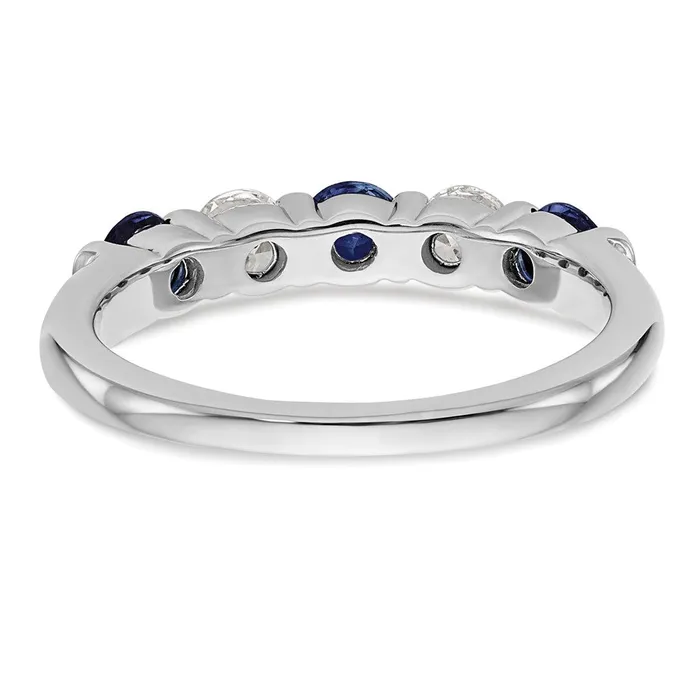 Solid 14k White Gold Simulated CZ wSimulated Sapphire Band Goldia Rings