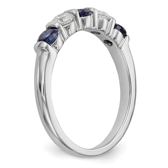 Solid 14k White Gold Simulated CZ wSimulated Sapphire Band Goldia Rings
