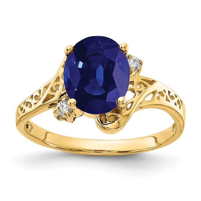 Solid 14k Yellow Gold 9x7mm Oval Simulated Sapphire AA CZ Ring Goldia Rings Solid 14k Yellow Gold 9x7mm Oval Simulated Sapphire AA CZ Ring Goldia Rings