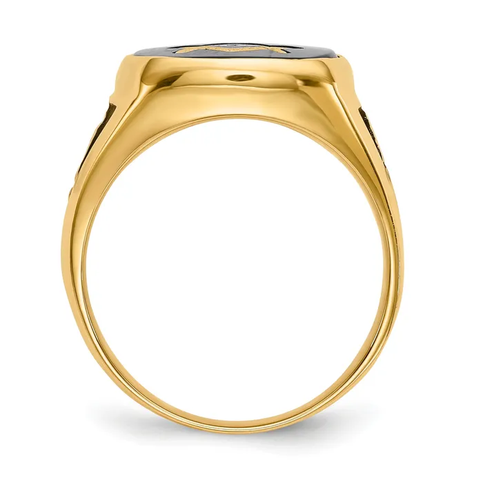 Solid 14k Yellow Gold Mens Masonic Ring Goldia Rings
