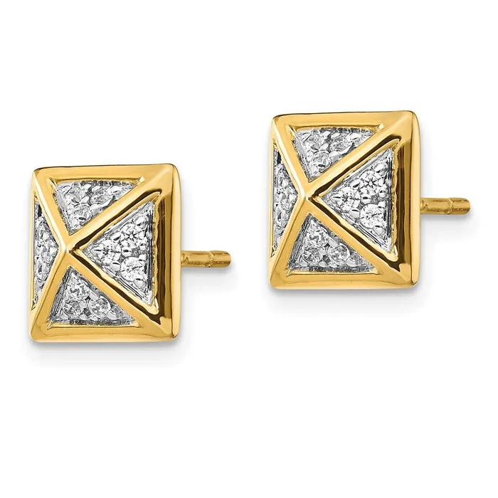 Solid 14k Yellow Gold Simulated CZ Fancy Earrings Goldia Earrings