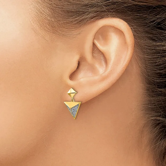 Solid 14k Yellow Gold Simulated CZ Fancy Earrings Goldia Earrings