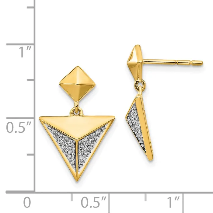 Solid 14k Yellow Gold Simulated CZ Fancy Earrings Goldia Earrings