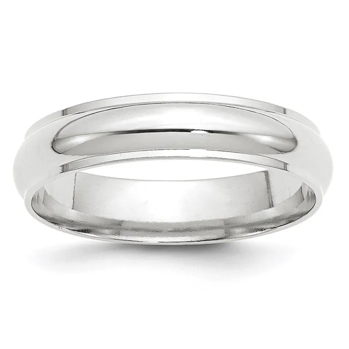 Solid 18K White Gold 5mm Half Round with Edge MensWomens Wedding Band Ring Size 105 Goldia Rings Solid 18K White Gold 5mm Half Round with Edge MensWomens Wedding Band Ring Size 105 Goldia Rings