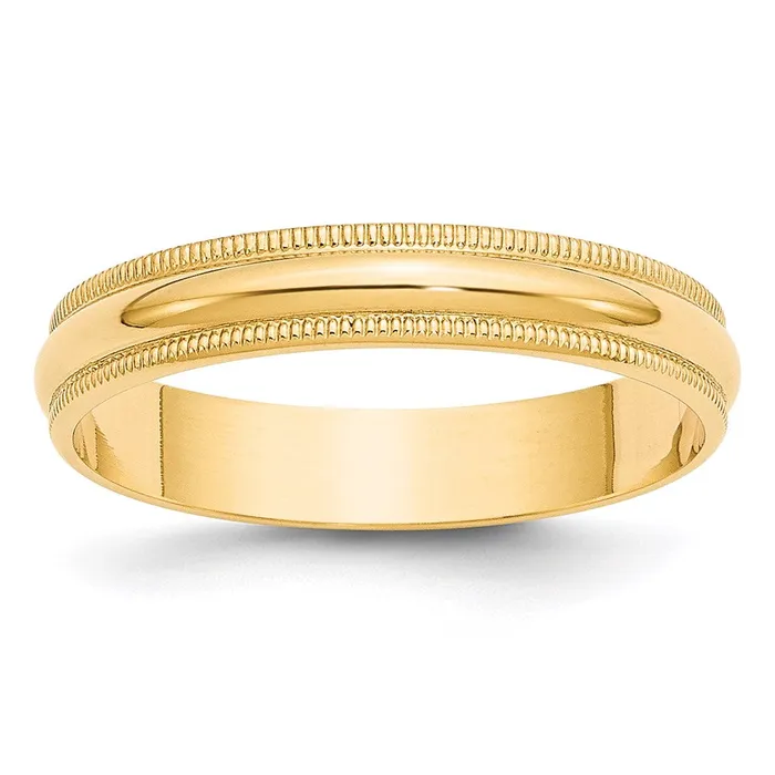 Solid 18K Yellow Gold 4mm Light Weight Milgrain Half Round MensWomens Wedding Band Ring Size 55 Goldia Rings Solid 18K Yellow Gold 4mm Light Weight Milgrain Half Round MensWomens Wedding Band Ring Size 55 Goldia Rings