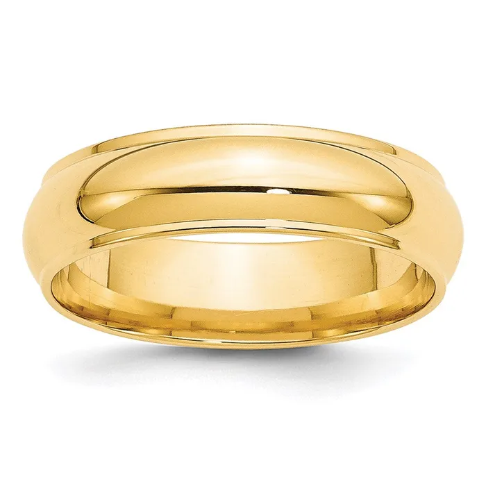Solid 18K Yellow Gold 6mm Half Round with Edge MensWomens Wedding Band Ring Size 135 Goldia Rings Solid 18K Yellow Gold 6mm Half Round with Edge MensWomens Wedding Band Ring Size 135 Goldia Rings